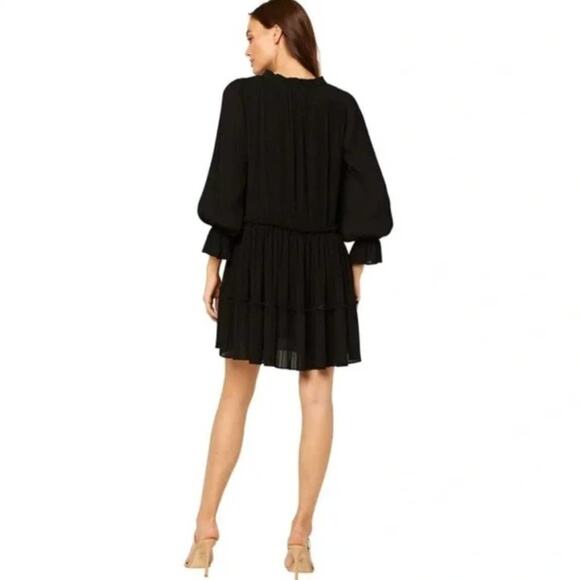 MISA LOS ANGELES Azmina Pleated Chiffon Dress Black {BB9} - Picture 3 of 7